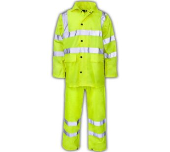 HI Vis PVC 2 Piece Rainsuit Yellow Medium